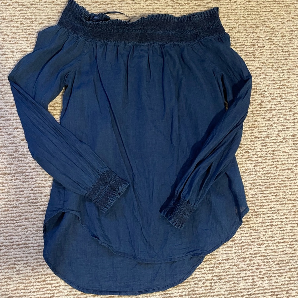 Michael Khors blue off the shoulder tunic
